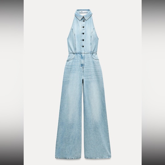 Zara Halter Neck Denim Jumpsuit - Picture 5 of 6